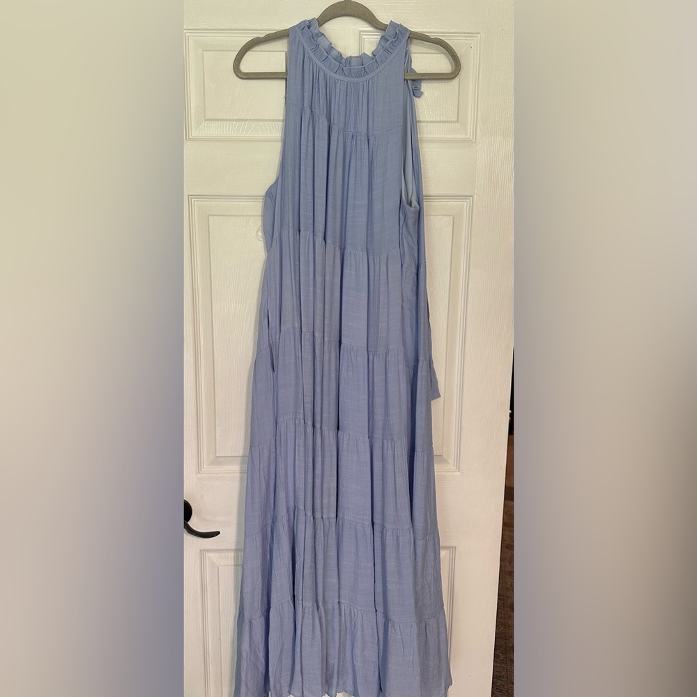 Indigo Soul Blue Pleated Halter Sundress